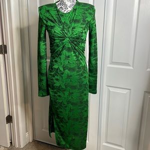 Zara Trafaluc Green Long Silts Dress S Floral